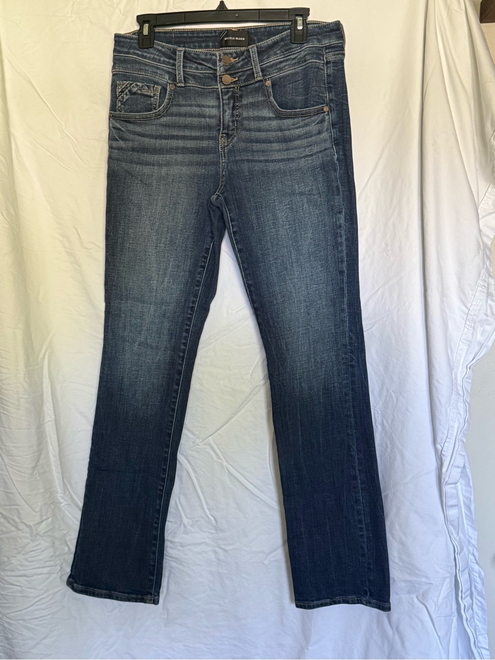 Buckle Black Dark Blue Straight Leg Jeans